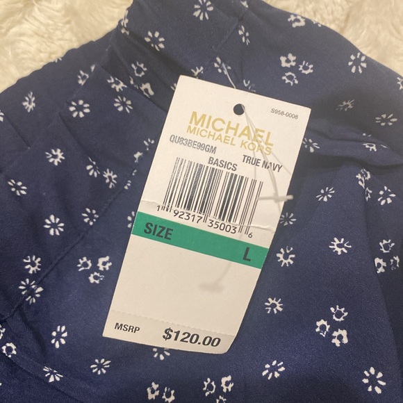 MICHAEL KORS navy blue pants with white flower print size Large - Picture 8 of 11